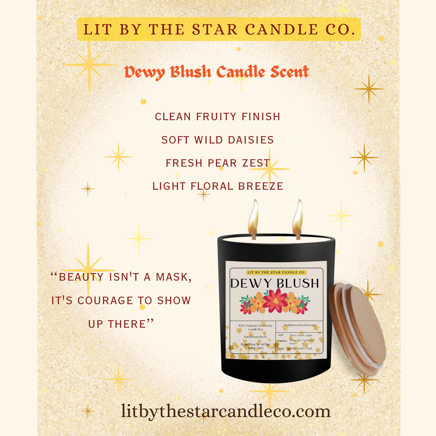 Dewy Blush -  Matte Black Glass Coconut Soy Candle