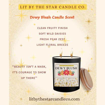 Dewy Blush -  Matte Black Glass Coconut Soy Candle