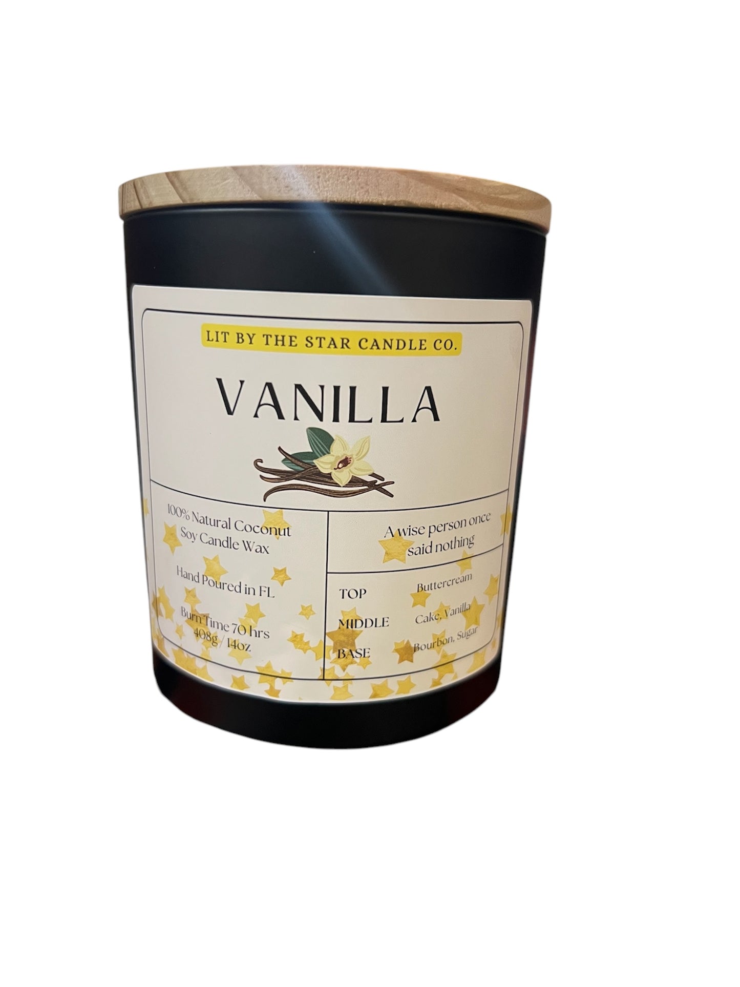 Vanilla -  Matte Black Glass Coconut Soy Candle