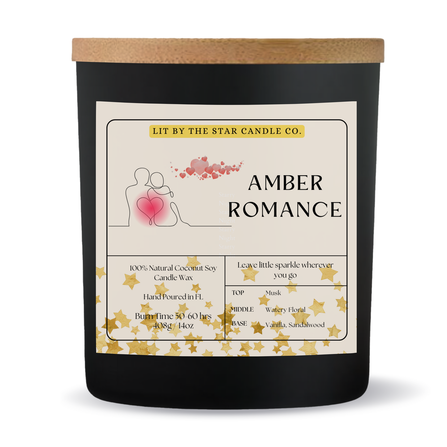 Amber Romance - Matte Black Glass Coconut Soy Candle