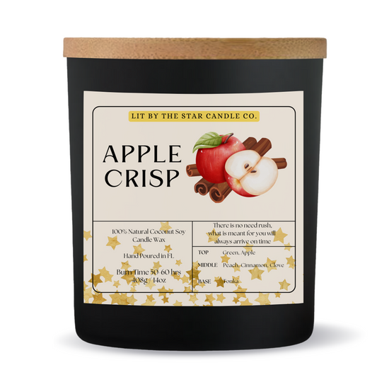 Apple Crisp -  Matte Black Glass Coconut Soy Candle