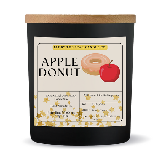 Apple Donut -  Matte Black Glass Coconut Soy Candle