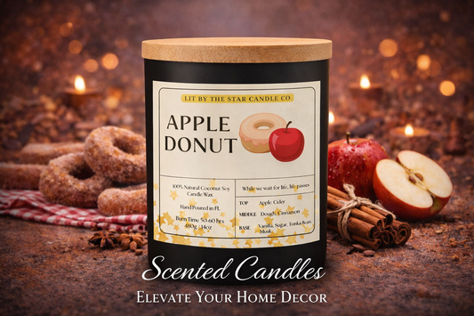 Apple Donut -  Matte Black Glass Coconut Soy Candle