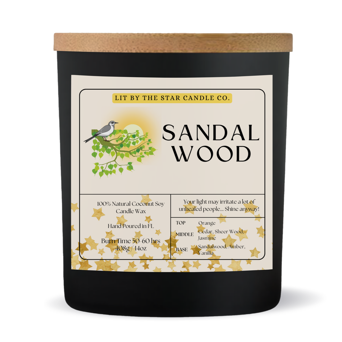 Asian Sandal Wood -  Matte Black Glass Coconut Soy Candle