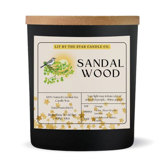 Asian Sandal Wood -  Matte Black Glass Coconut Soy Candle