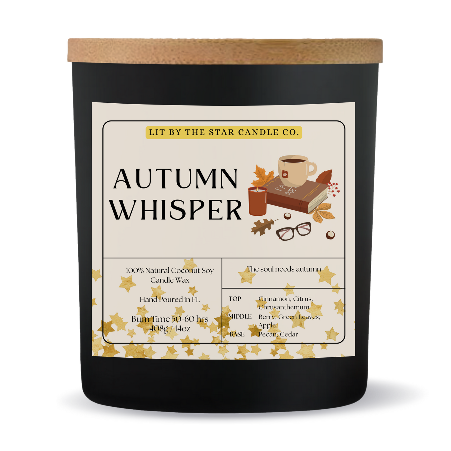 Autumn Whisper - Matte Black Glass Coconut Soy Candle