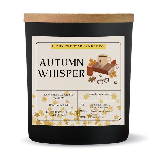 Autumn Whisper - Matte Black Glass Coconut Soy Candle