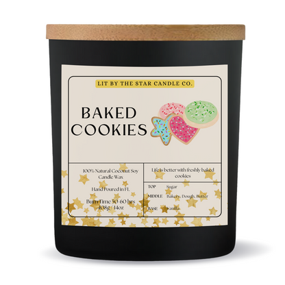 Baked Cookie -  Matte Black Glass Coconut Soy Candle