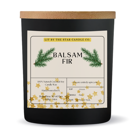 Balsam Fir -  Matte Black Glass Coconut Soy Candle
