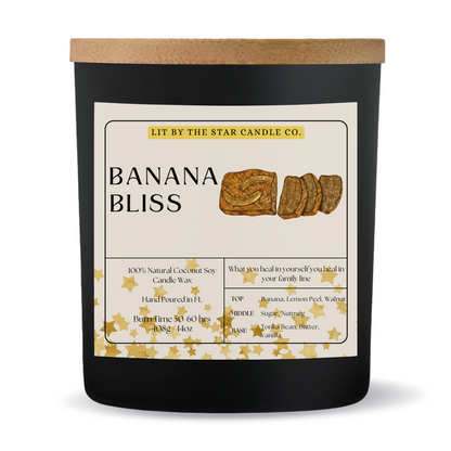 Banana Nut Bliss -  Matte Black Glass Coconut Soy Candle