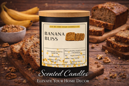 Banana Nut Bliss -  Matte Black Glass Coconut Soy Candle
