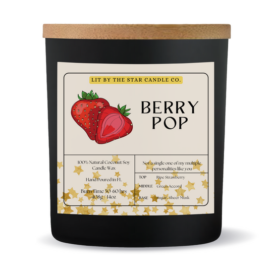 Berry Pop - Matte Black Glass Coconut Soy Candle