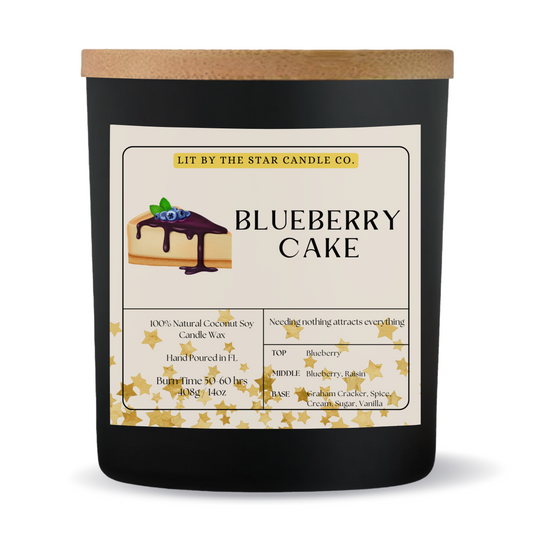 Blueberry Cake - Matte Black Glass Coconut Soy Candle