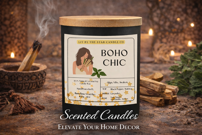 Boho Chic - Matte Black Glass Coconut Soy Candle