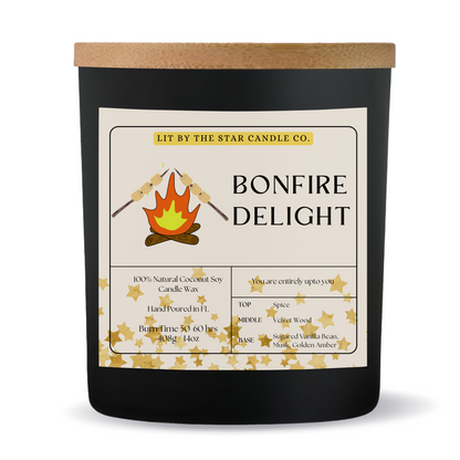 Bonfire Delight -  Matte Black Glass Coconut Soy Candle