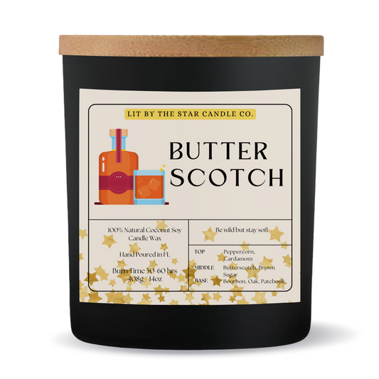 Butter Scotch - Matte Black Glass Coconut Soy Candle