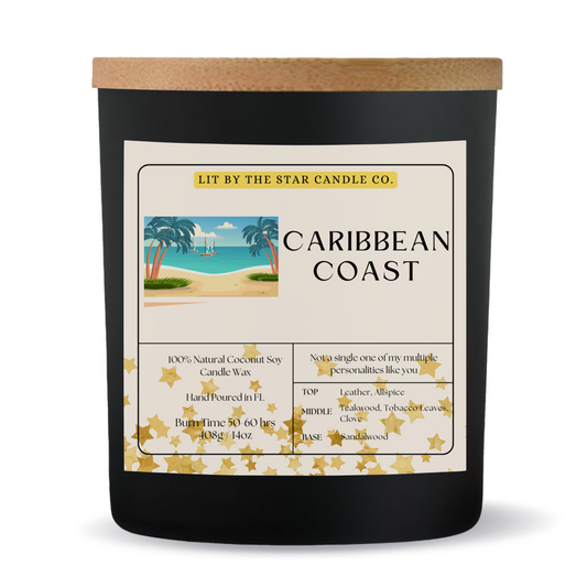 Caribbean Coast- Matte Black Glass Coconut Soy Candle
