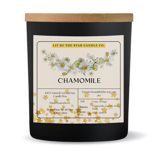 Chamomile - Matte Black Glass Coconut Soy Candle