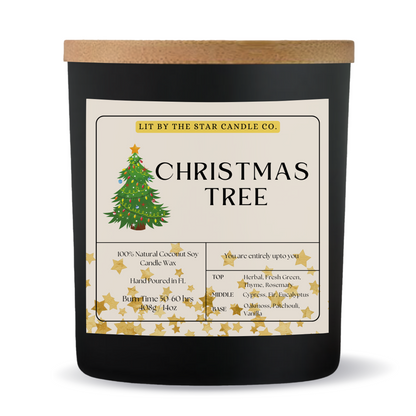 Christmas Tree -  Matte Black Glass Coconut Soy Candle