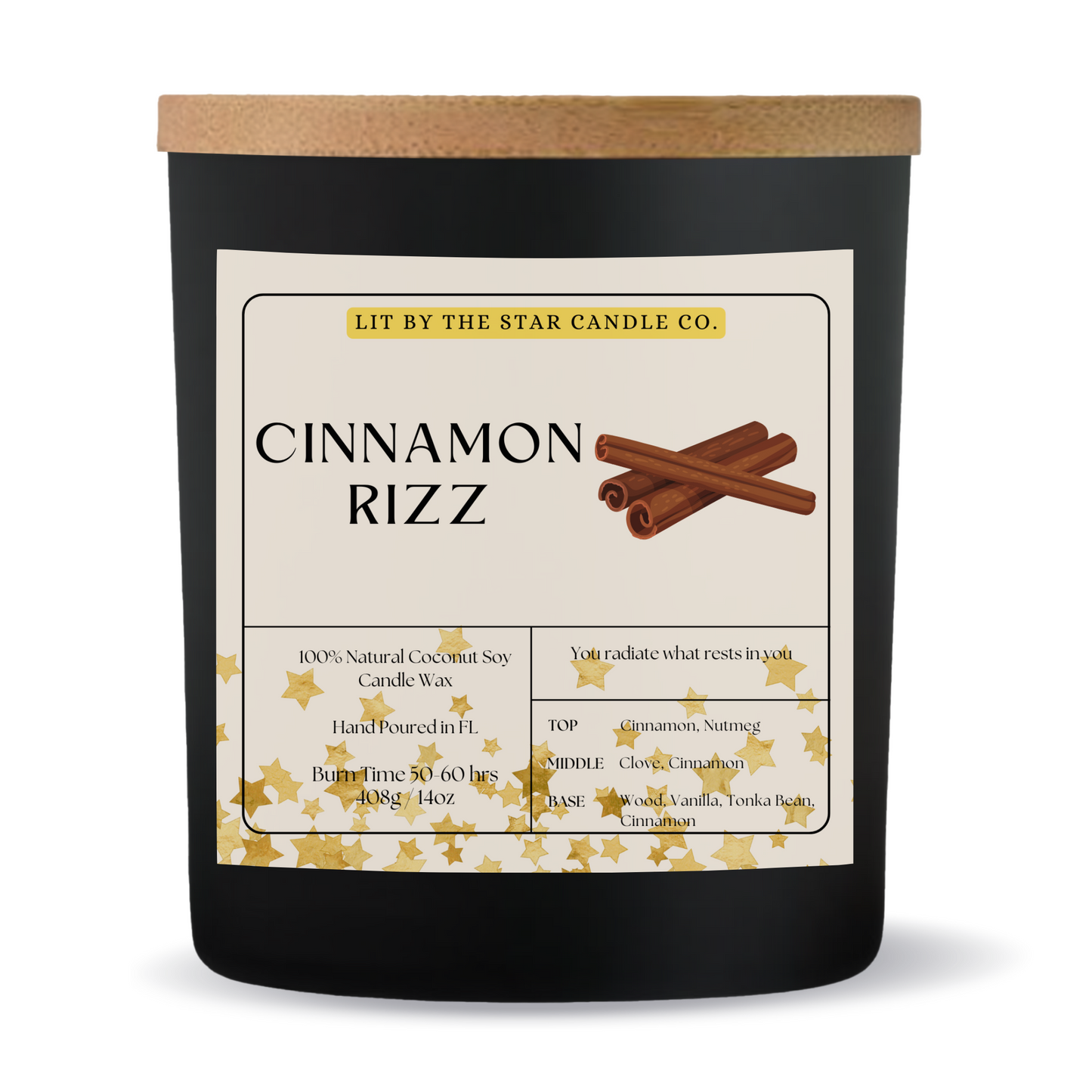 Cinnamon Rizz -  Matte Black Glass Coconut Soy Candle