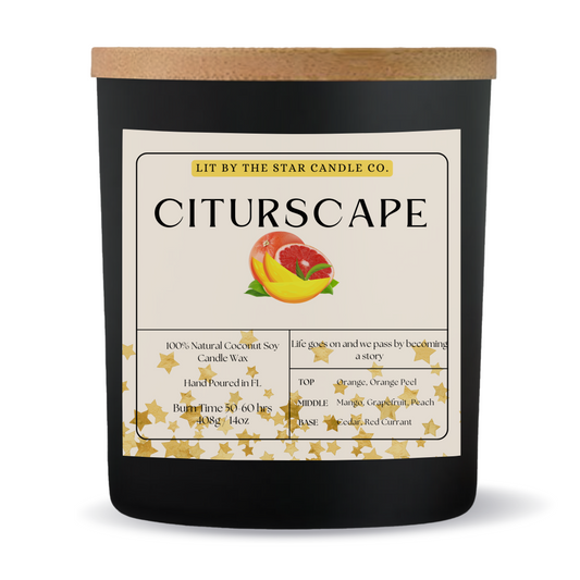 Citruscape -  Matte Black Glass Coconut Soy Candle