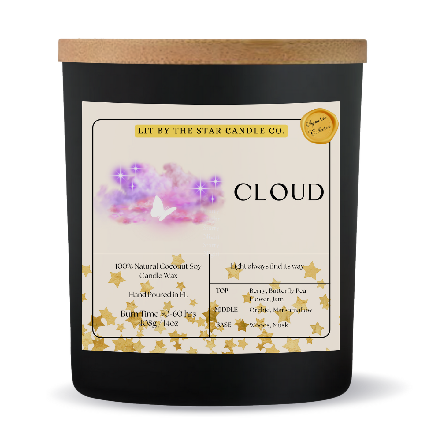 Cloud -  Matte Black Glass Coconut Soy Candle
