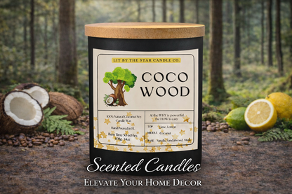 Coco Wood -  Matte Black Glass Coconut Soy Candle