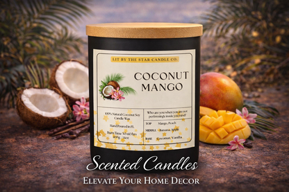 Coconut Mango -  Matte Black Glass Coconut Soy Candle
