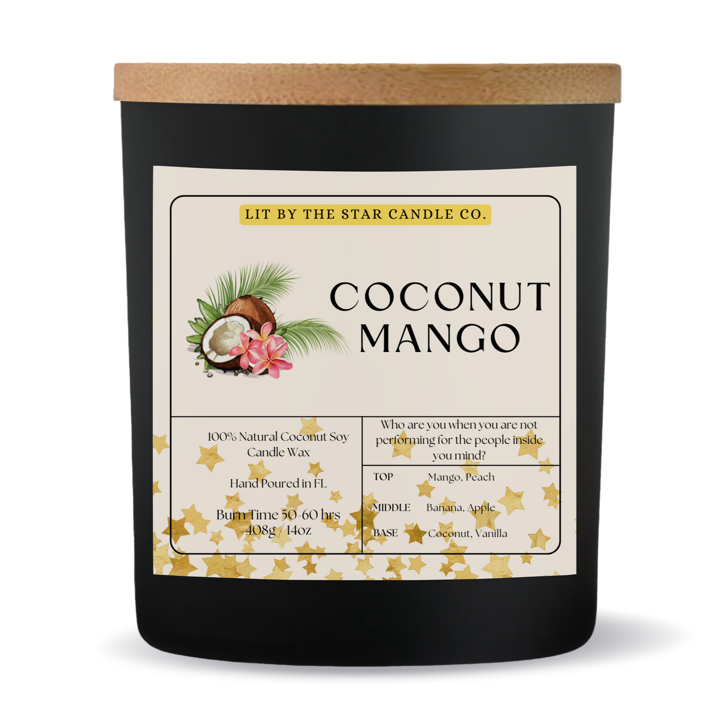 Coconut Mango -  Matte Black Glass Coconut Soy Candle