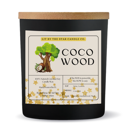 Coco Wood -  Matte Black Glass Coconut Soy Candle