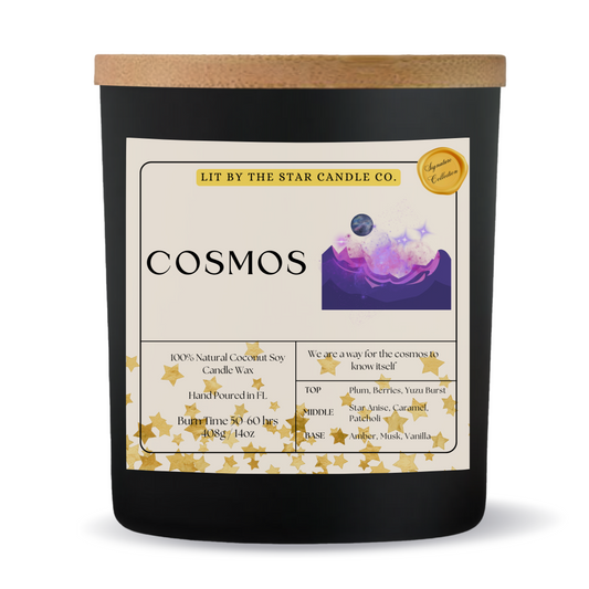 Cosmos -  Matte Black Glass Coconut Soy Candle