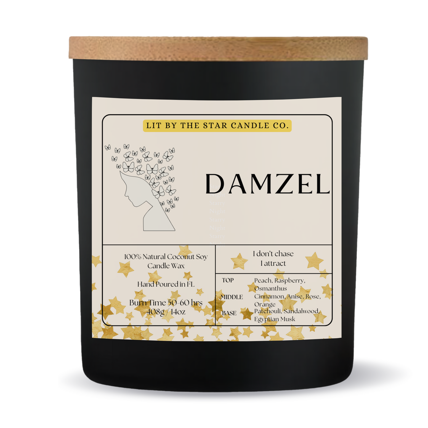 Damzel - Matte Black Glass Coconut Soy Candle