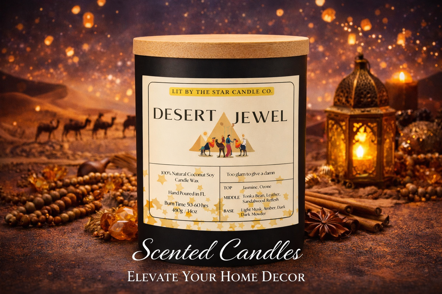 Desert Jewel -  Matte Black Glass Coconut Soy Candle
