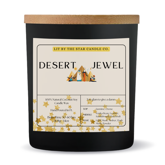 Desert Jewel -  Matte Black Glass Coconut Soy Candle