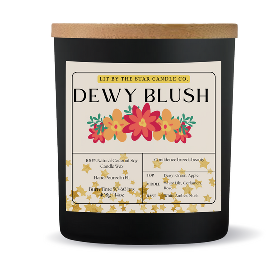 Dewy Blush -  Matte Black Glass Coconut Soy Candle
