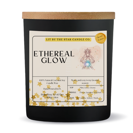 Ethereal Glow -  Matte Black Glass Coconut Soy Candle