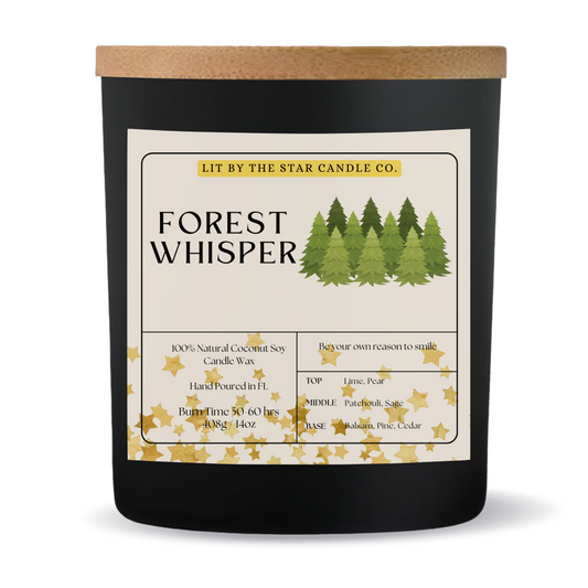 Forest Whisper -  Matte Black Glass Coconut Soy Candle