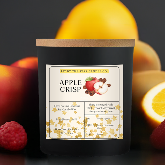 Apple Crisp -  Matte Black Glass Coconut Soy Candle