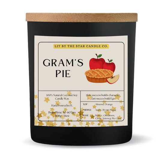 Grams Pie - Matte Black Glass Coconut Soy Candle