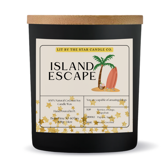 Island Escape - Matte Black Glass Coconut Soy Candle