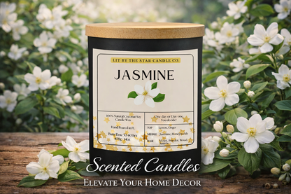 Jasmine -  Matte Black Glass Coconut Soy Candle