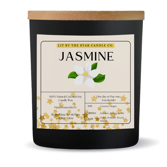 Jasmine -  Matte Black Glass Coconut Soy Candle