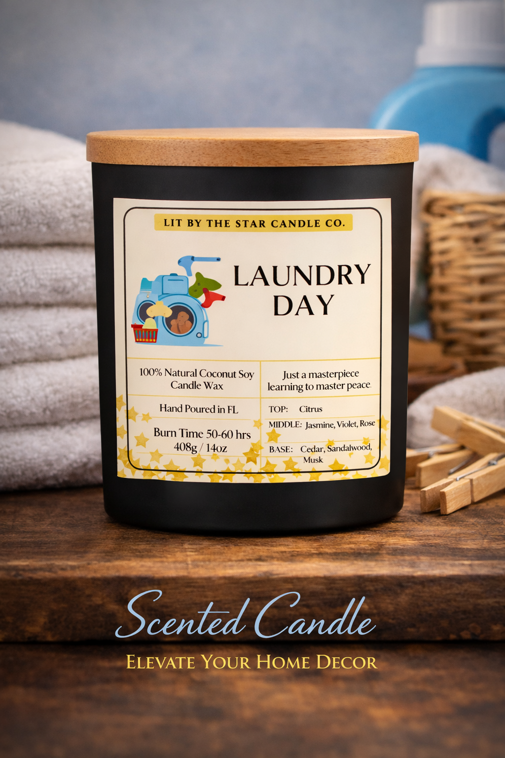 Laundry Day -  Matte Black Glass Coconut Soy Candle
