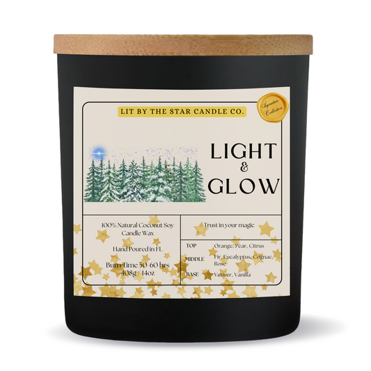 Light & Glow -  Matte Black Glass Coconut Soy Candle