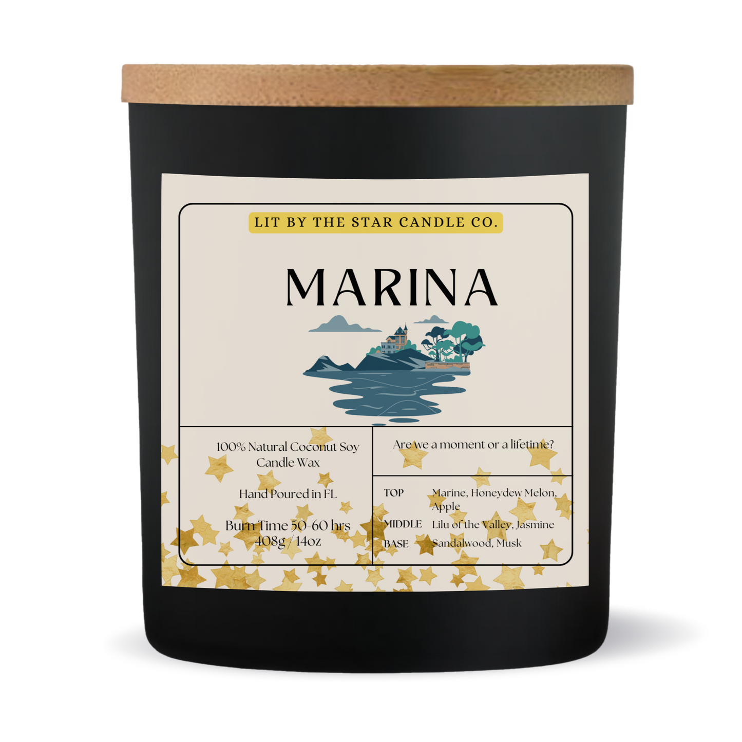 Marina - Matte Black Glass Coconut Soy Candle