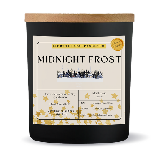 Midnight Frost - Matte Black Glass Coconut Soy Candle