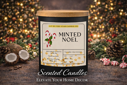 Minted Noel -  Matte Black Glass Coconut Soy Candle