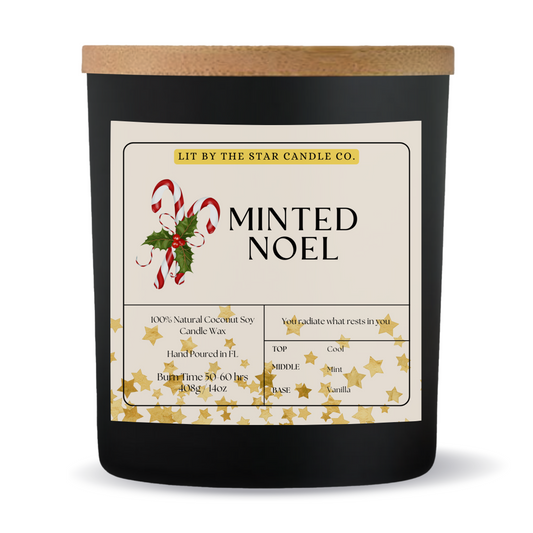 Minted Noel -  Matte Black Glass Coconut Soy Candle