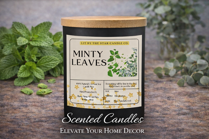 Minty Leaves - Matte Black Glass Coconut Soy Candle