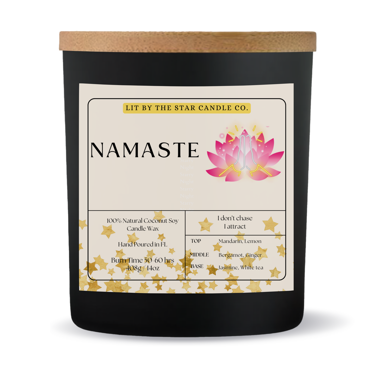Namaste - Matte Black Glass Coconut Soy Candle